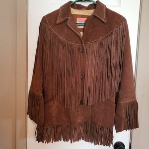 Vintage (1970's) Ms. Pioneer suede fringe jacket - excellent condition!!